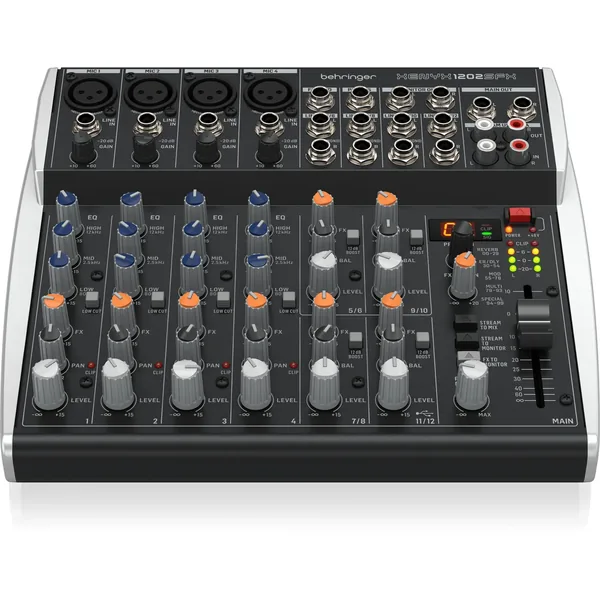 Behringer XENYX 1202SFX Mezclador analógico premium de 12 entradas con Klark Teknik FX y transmisión USB
