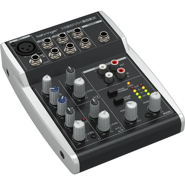 Behringer XENYX 502S Mezclador analógico premium de 5 entradas con transmisión USB