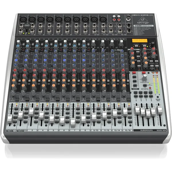 Behringer XENYX QX2442USB Mezclador analógico premium de 24 entradas con interfaz multiefectos y USB/audio (preparado para conexión inalámbrica)