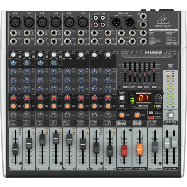 Behringer XENYX X1222USB Mezclador analógico premium de 16 entradas con interfaz multiefectos y USB/audio