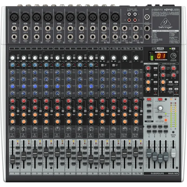 Behringer XENYX X2442USB Mezclador analógico premium de 24 entradas con interfaz de audio USB y multiefectos