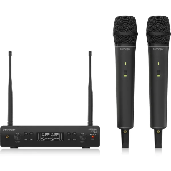 Behringer XTM1-35 DUAL VOCAL SET Sistema de micrófono cardioide de mano inalámbrico para 2 personas (EE. UU.: 584 a 608 MHz)