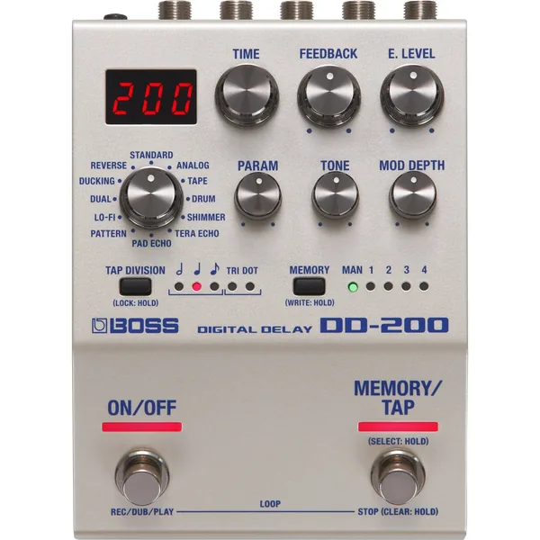 Pedal de retardo digital BOSS DD-200 para guitarras eléctricas