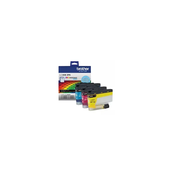Juego de cartuchos de tinta de color de rendimiento estándar Brother LC406 INKvestment Tank (cian, magenta, amarillo)