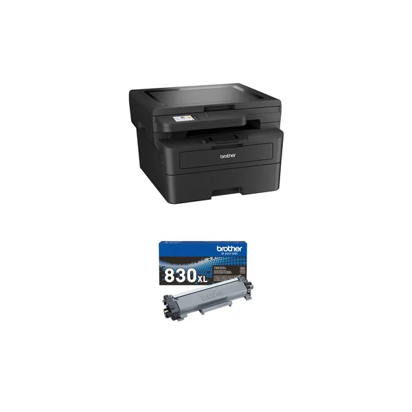 Impresora láser monocromática multifunción Brother HL-L2480DW con kit de cartucho de tóner negro de alto rendimiento TN830XL