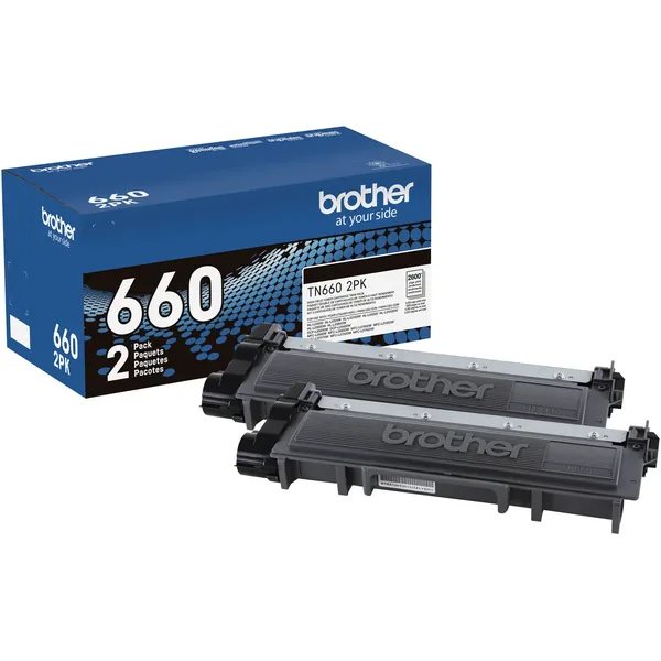 Cartucho de tóner negro de alto rendimiento Brother TN660 (paquete de 2)