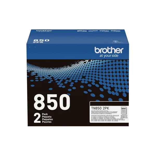 Kit de cartuchos de tóner negro de alto rendimiento Brother TN850 (paquete de 2)