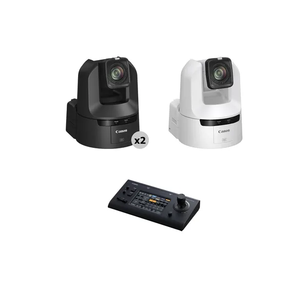 Canon CR-N350 4K 3G-SDI NDI 20x Zoom PTZ 3-Camera Kit with Touchscreen Controller (2x Black, 1x White)