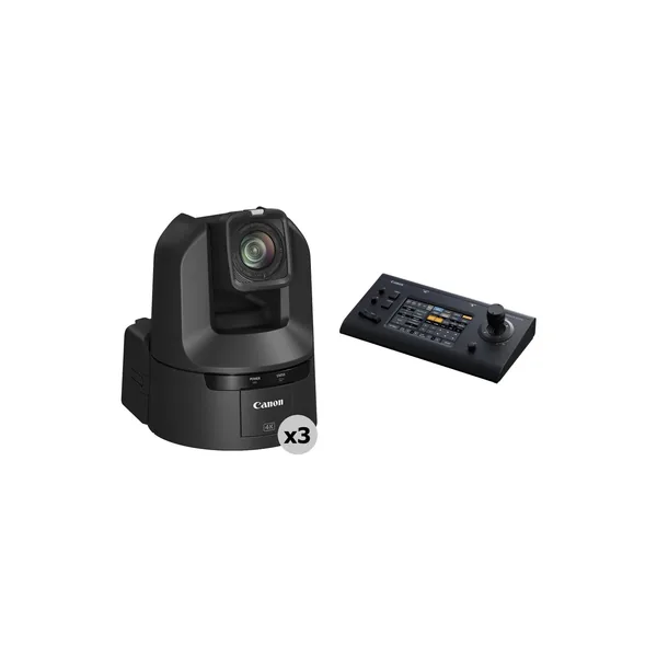 Canon CR-N350 4K NDI PTZ 3-Camera Kit with RC-IP1000 Controller (Satin Black)