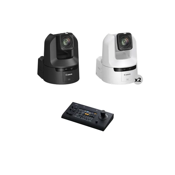 Canon CR-N400 4K 12G-SDI 20x Zoom PTZ 3-Camera Kit with RC-IP1000 Controller (1x Black, 2x White)
