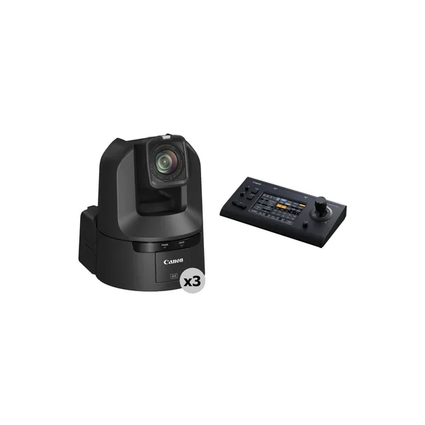 Canon CR-N400 4K 12G-SDI NDI 20x Zoom PTZ 3-Camera Kit with Touchscreen Controller (Satin Black)