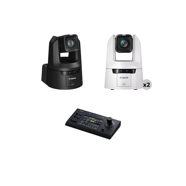 Canon CR-N500 4K NDI 15x Zoom PTZ 3-Camera Kit with Touchscreen Controller (1 x Black, 2 x White)