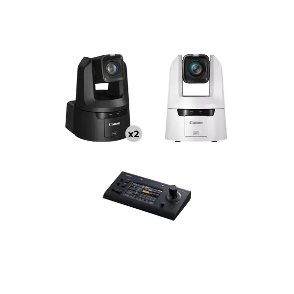 Canon CR-N500 4K NDI 15x Zoom PTZ 3-Camera Kit with Touchscreen Controller (1 x White, 2 x Black)