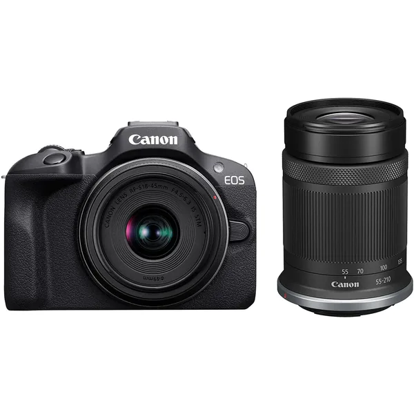 Canon EOS R100 Mirrorless Camera with 18-45mm & 55-210mm Lenses & Essentials+ Kit