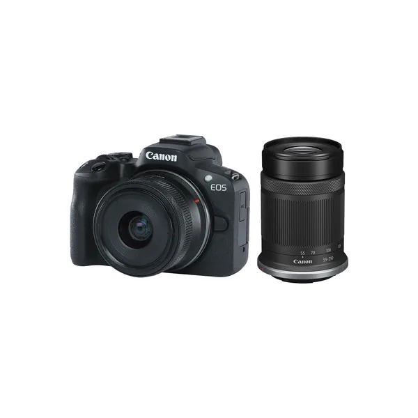 Canon EOS R50 Mirrorless Camera with 18-45mm & 55-210mm Lenses and Essentials+ Kit (Black)