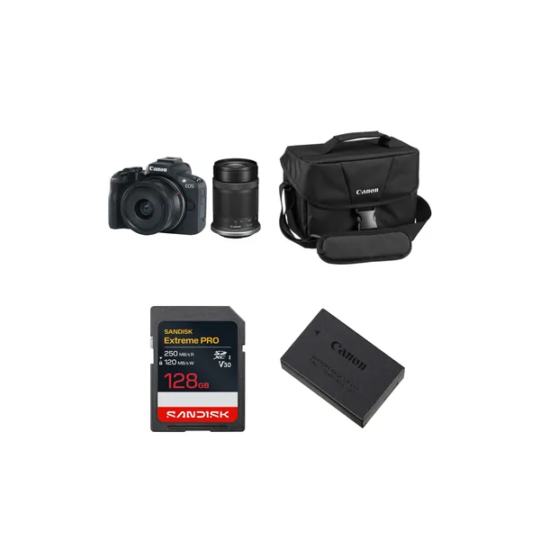 Canon EOS R50 Mirrorless Camera with 18-45mm & 55-210mm Lenses and Essentials+ Kit (Black)