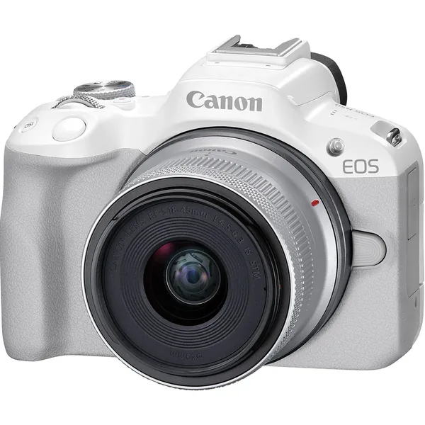 Canon EOS R50 Mirrorless Camera with 18-45mm Lens and Essentials+ Kit (White)
