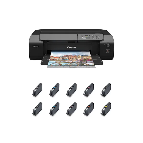 Canon imagePROGRAF PRO-310 Professional 13″ Wireless Inkjet Photo Printer with 10 PFI-5100 Ink Tanks Kit
