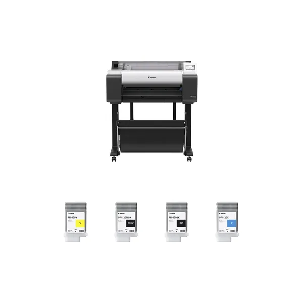 Canon imagePROGRAF TM-250 24″ Large-Format Printer with Four PFI-120 Ink Cartridges Kit