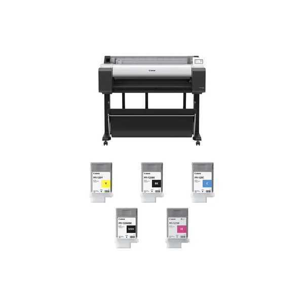 Canon imagePROGRAF TM-350 36″ Large Format Printer with One PFI-121M and Four PFI-120 Ink Cartridges Kit
