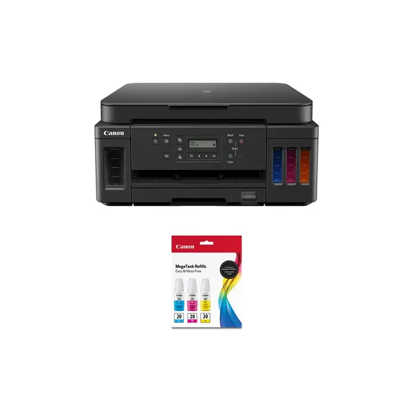 Canon PIXMA G6020 Wireless MegaTank All-in-One Printer with GI-20 Ink Bottle Kit