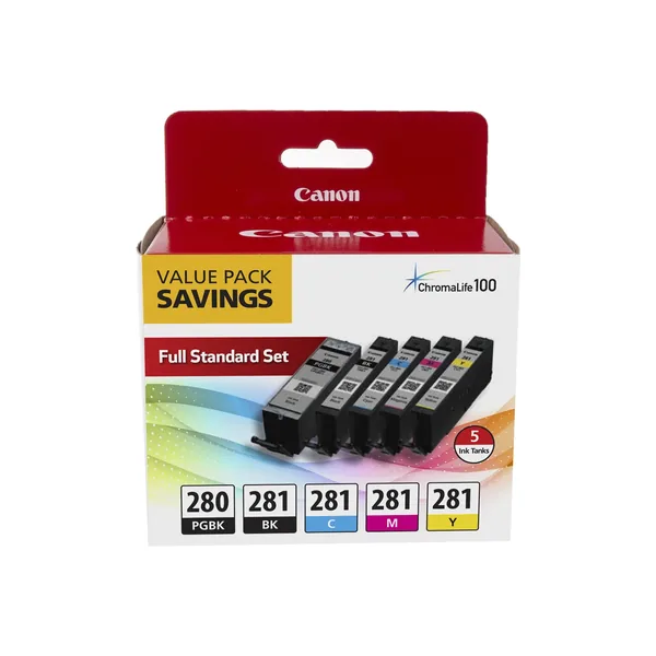 Canon Pixma TS9520a Wireless All-in-One Inkjet Printer with PGI-280/CLI-281 5-Color Value Pack Kit (Black)