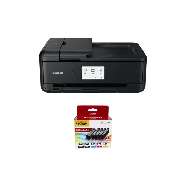 Canon Pixma TS9520a Wireless All-in-One Inkjet Printer with PGI-280/CLI-281 5-Color Value Pack Kit (Black)