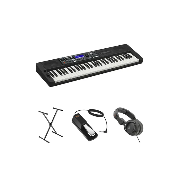 Casio CT-S500 Kit económico de teclado portátil de 61 teclas con soporte, pedal y auriculares