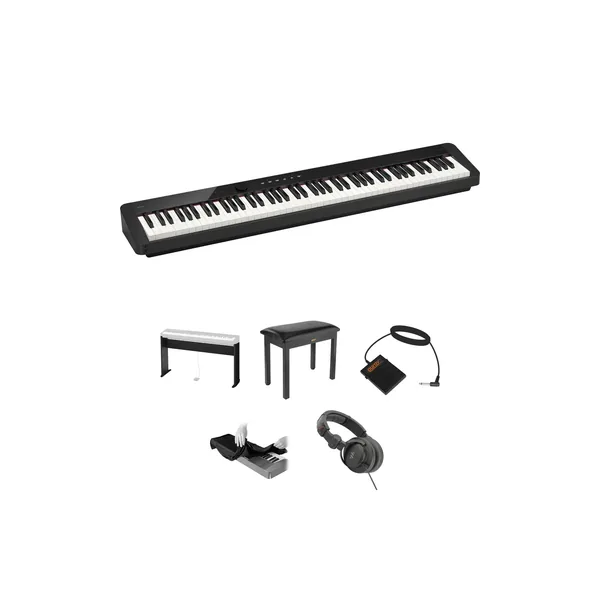 Casio Privia PX-S1100 Piano digital de 88 teclas con soporte, banco, auriculares y pedal (negro)