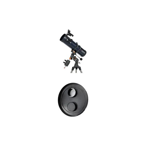 Celestron AstroMaster 130EQ 130 mm f/5 Telescopio reflector y kit de filtro solar EclipSmart