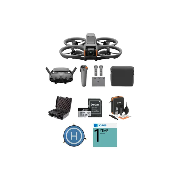 Drone DJI Avata 2 FPV con combo Fly More de 3 baterías y kit de accesorios de estuche rígido