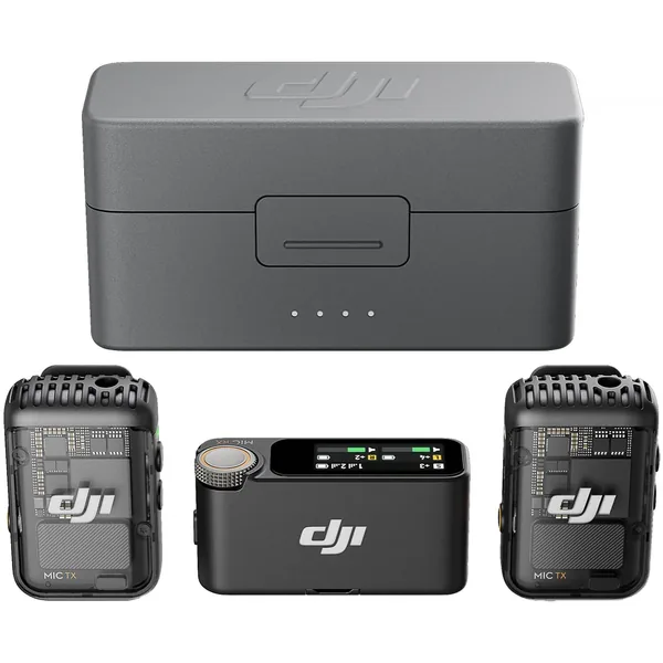 DJI Mic 2 Sistema/grabador de micrófono inalámbrico digital compacto para 2 personas para cámara y teléfono inteligente (2,4 GHz)