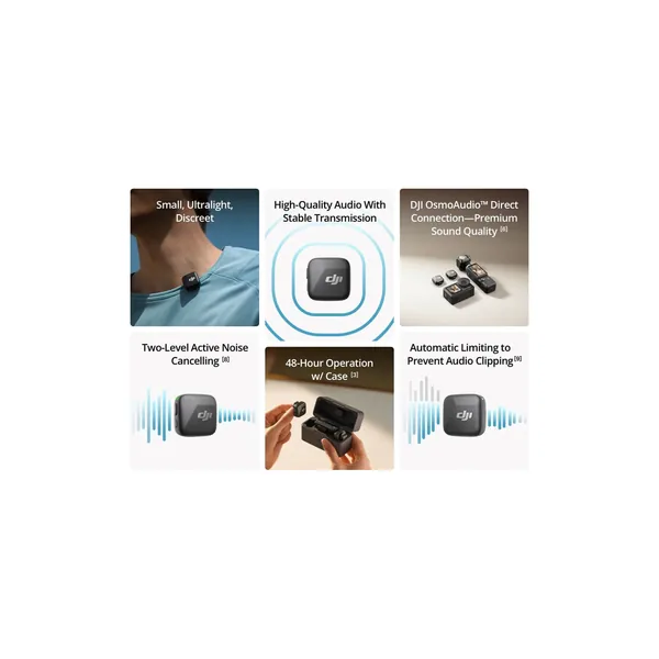 DJI Mic Mini transmisor de clip con micrófono incorporado (2,4 GHz, Infinity Black)