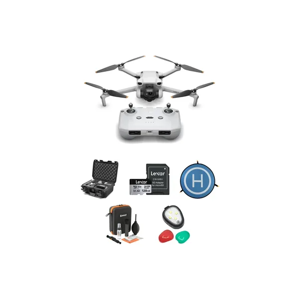 Drone DJI Mini 3 con control remoto RC-N1 y kit de estuche de viaje rígido