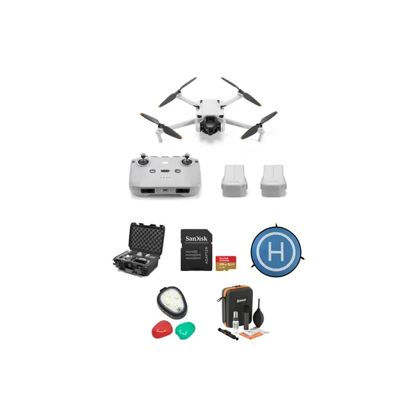 Drone DJI Mini 3 con control remoto RC-N1 y kit de estuche de viaje (Combo Fly More)