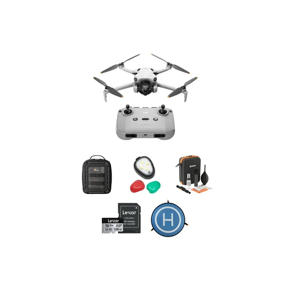 Drone DJI Mini 4 Pro con control remoto RC-N2 y kit de accesorios esenciales