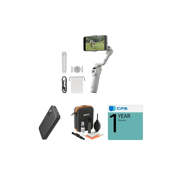 DJI Osmo Mobile 6 Smartphone Gimbal con banco de energía y kit de limpieza óptica (gris platino)