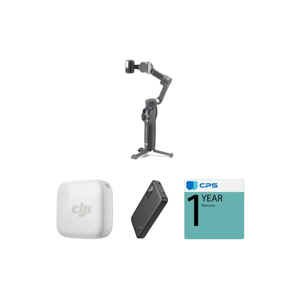 DJI Osmo Mobile 7P Smartphone Gimbal con mini transmisor con clip y kit de banco de energía (blanco ártico)