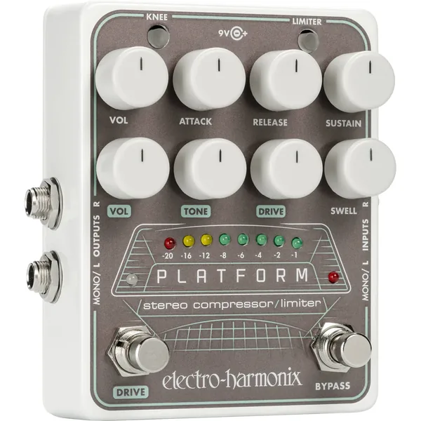 Pedal compresor/limitador estéreo PLATFORM Electro-Harmonix con fuente de alimentación