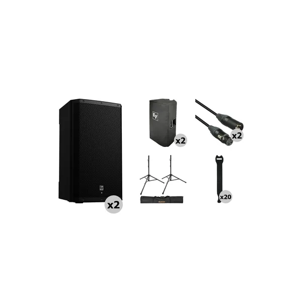 Electro-Voice ZLX-15P-G2 Kit de altavoces autoamplificados de 15″ de 2 vías y 1000 W con cubiertas, soportes, bolsa y cables (par)