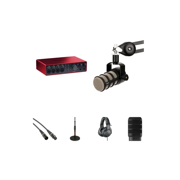 Interfaz de audio/MIDI Focusrite Scarlett 18i16 USB-C con kit de podcasting para una persona (4.ª generación)