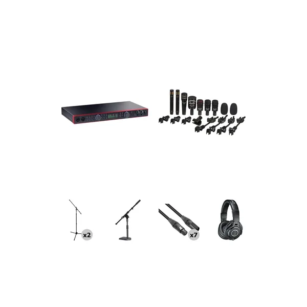 Focusrite Scarlett 18i20 USB-C Kit de grabación de batería con interfaz de audio/MIDI (4.ª generación)