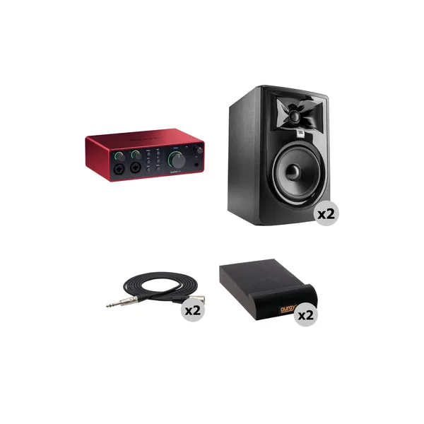 Focusrite Scarlett 4i4 USB-C Kit de mezcla de interfaz de audio/MIDI con monitores y cables (4.ª generación)
