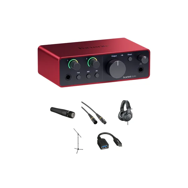 Kit de grabación de guitarra con interfaz de audio Focusrite Scarlett Solo USB-C (4.ª generación)