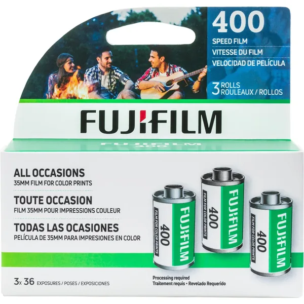 Película negativa de color FUJIFILM 400 (paquete de 3, rollo de película de 35 mm, 36 exposiciones)