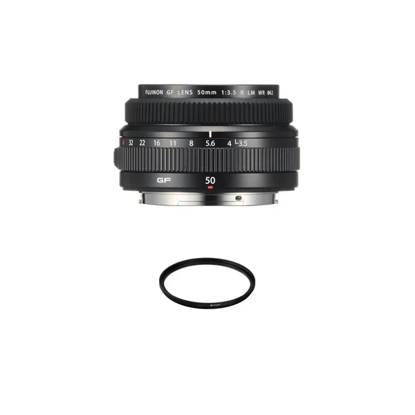 Lente FUJIFILM GF 50mm f/3.5 R LM WR con kit de filtro UV