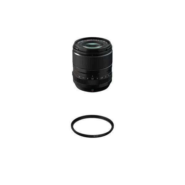 Lente FUJIFILM XF 33mm f/1.4 R LM WR XF con kit de filtro UV