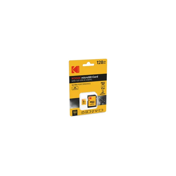 Tarjeta de memoria microSDXC Kodak Ultra Performance UHS-I de 128 GB con adaptador SD