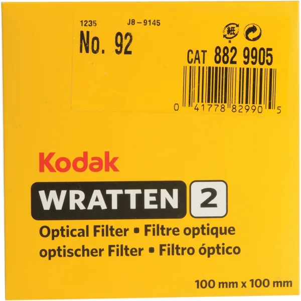 Kodak 4 x 4″ (100 mm) #92 Rojo Efecto de color especial Wratten 2 Filtros de gel
