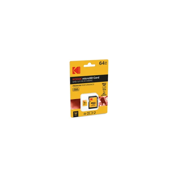Tarjeta de memoria Kodak microSDXC UHS-I de rendimiento premium de 64 GB con adaptador SD